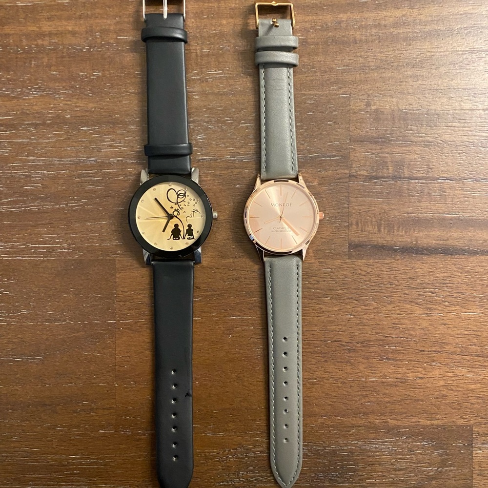 Womens Black and Gray Watches with Gold Accents